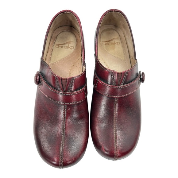 Dansko Women's Burgundy Leather Solstice Cordovan Maroon Clogs Size 7.5-8 - Picture 4 of 9